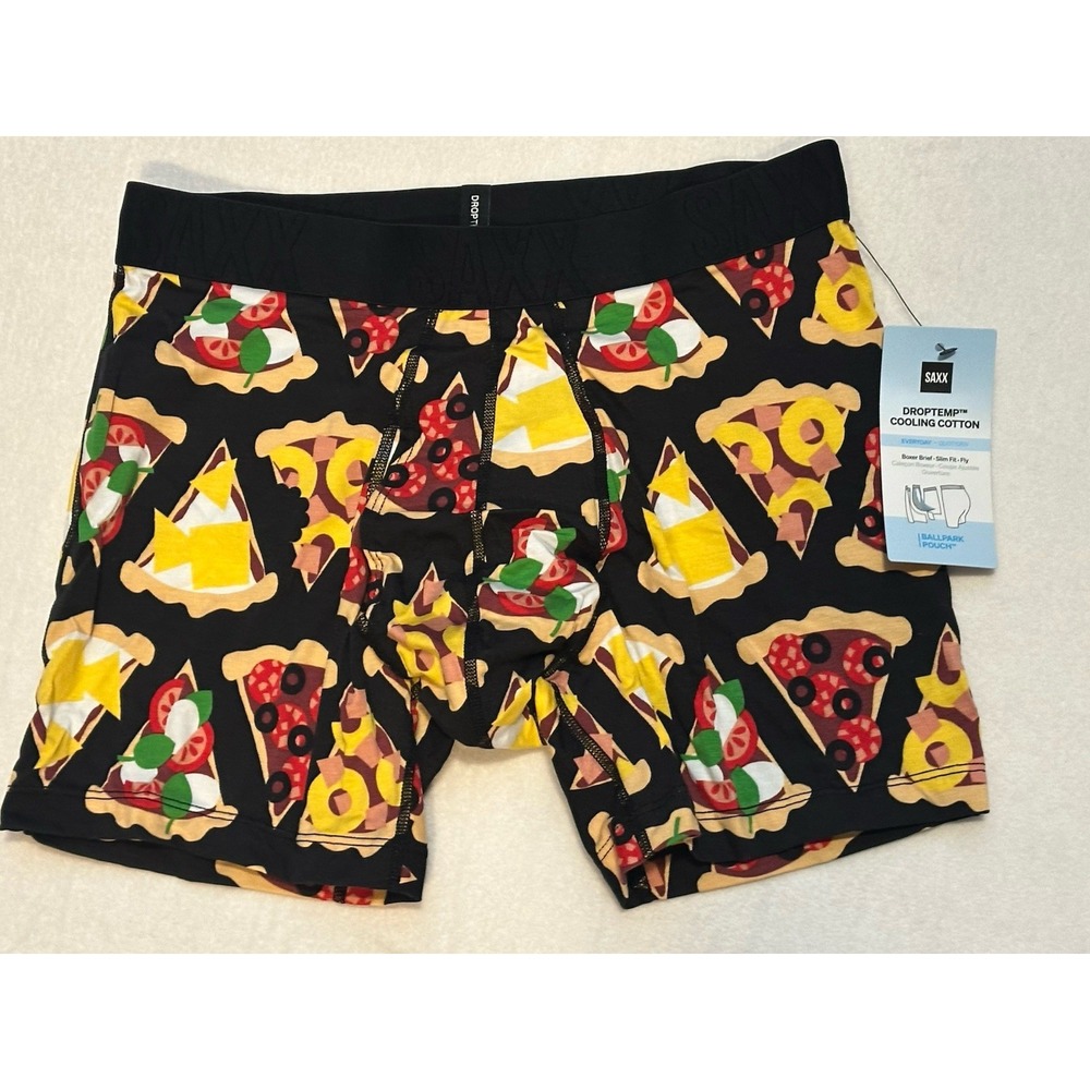 SAXX Cooling Cotton Boxer Brief 5"Men's Small NWT PIZZA Ballpark Pouch - Picture 7 of 10